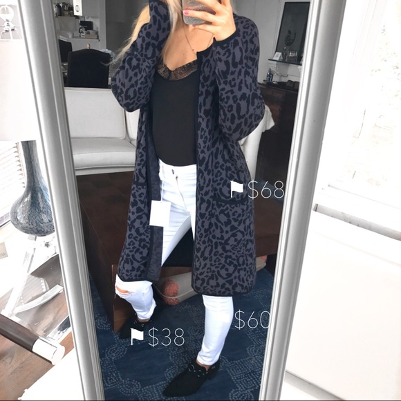 🆕 JONES NY ANIMAL PRINT MIDNIGHT BLACK CARDIGAN - Picture 5 of 8